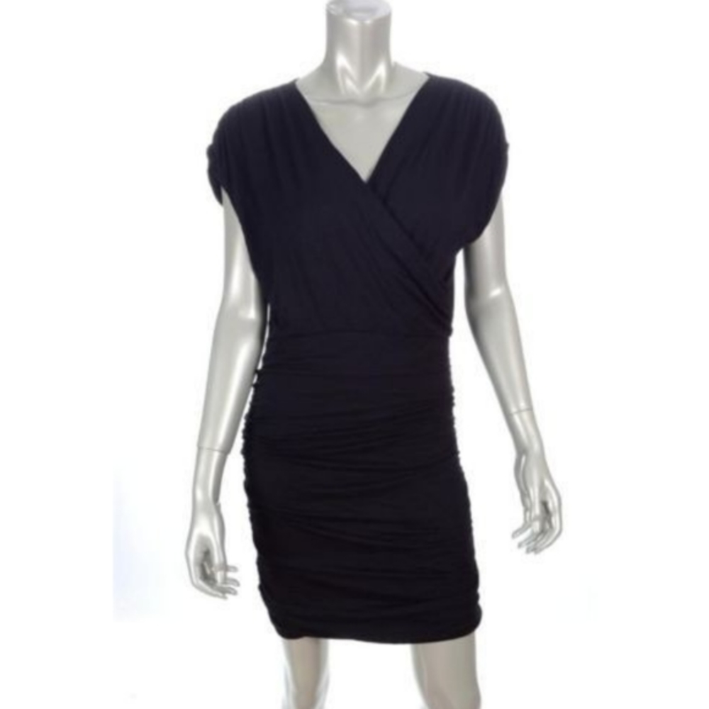 Bar‎ III Cross Front Cinch Waist Dress Black M